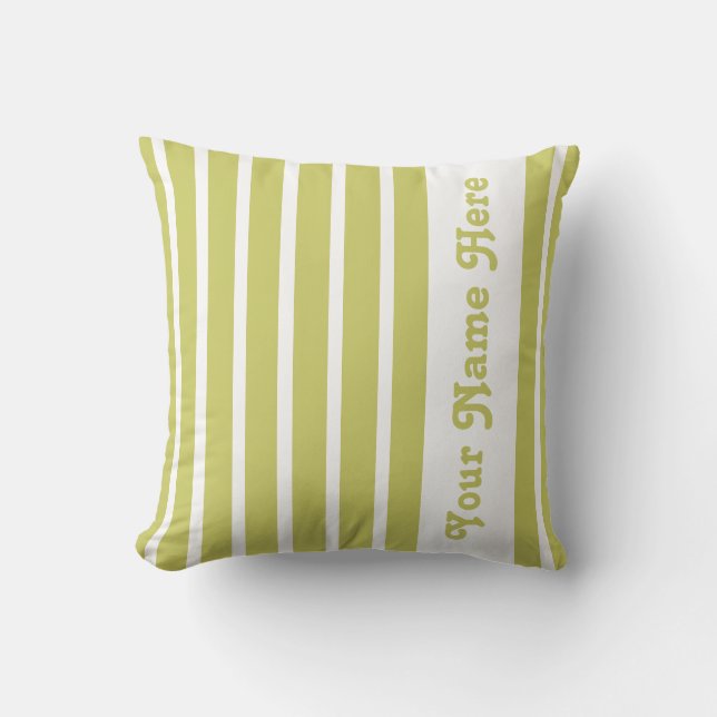 Khaki Safari Stripe Pillow met naam Kussen (Voorkant)