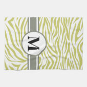 Khaki Safari Zebra met monogram Theedoek (Horizontaal)