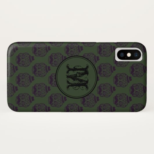 Khaki Skull Halloween gepersonaliseerd monogram Case-Mate iPhone Case (Achterkant (horizontaal))