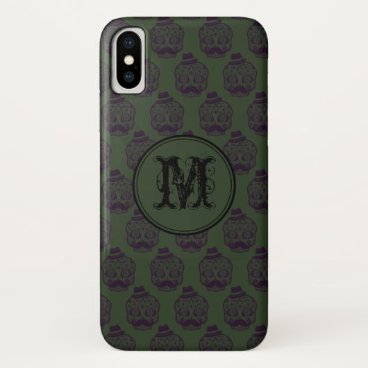 Khaki Skull Halloween gepersonaliseerd monogram Case-Mate iPhone Case (Achterkant)