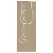 Khaki Stijlvolle Script Bruidsgetuige Wijn Cadeautas (Voorkant)