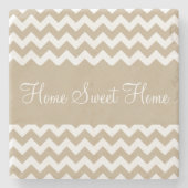 Khaki Tan Chevron Stripes Stenen Onderzetter (Voorkant)