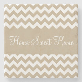 Khaki Tan Chevron Stripes Stenen Onderzetter