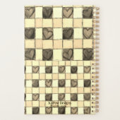 Khaki tan & crème gingham hart Planner (Achterkant)