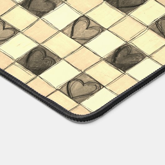 Khaki tan crème hart gingham Desk Mat (Hoek)