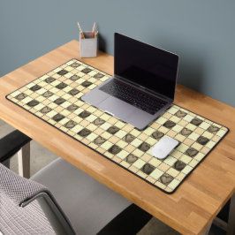 Khaki tan crème hart gingham Desk Mat