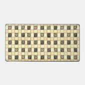 Khaki tan crème hart gingham Desk Mat (Voorkant)