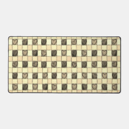 Khaki tan crème hart gingham Desk Mat