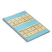 Khaki tan gingham met blauw gestreept notitieboek (Rechterzijde)