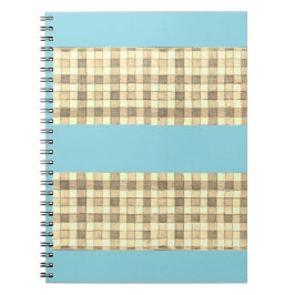 Khaki tan gingham met blauw gestreept notitieboek