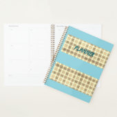 Khaki tan gingham met blauwe streepplanner planner (Display)