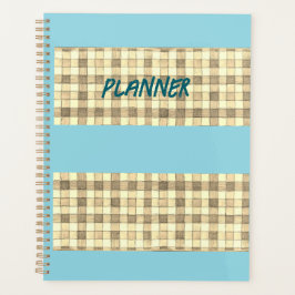 Khaki tan gingham met blauwe streepplanner planner