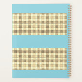Khaki tan gingham met blauwe streepplanner planner (Achterkant)