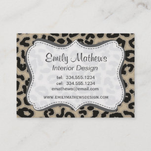 Khaki, Tan, Leopard Animal Print Visitekaartje