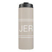 Khaki Tan Personalized Monogram Initialen Drink Thermosbeker (Voorkant)
