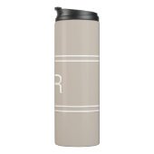 Khaki Tan Persoonlijk Monogram Beginletters Drinkb Thermosbeker (Geroteerd rechts)