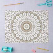 Khaki Taupe White Floral Mandala Tissuepapier (Craft)