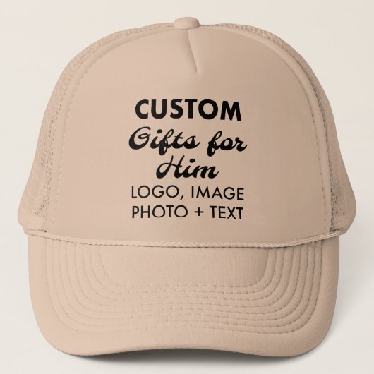 Khaki Trucker Hat aangepaste geschenken voor hem Pet (Voorkant)