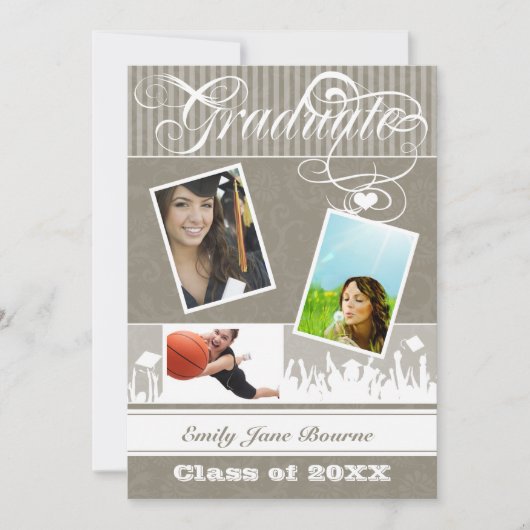 Khaki Warm Gray Senior Afbeelding Class of Aankondiging (Voorkant)