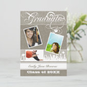 Khaki Warm Gray Senior Afbeelding Class of Aankondiging (Staand voorkant)