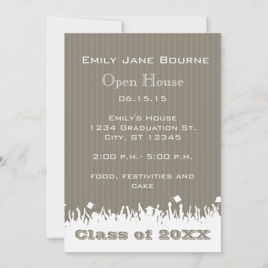Khaki Warm Gray Senior Afbeelding Class of Aankondiging (Achterkant)