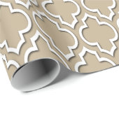 Khaki White XL Moroccan Quatrefoil #7DS Cadeaupapier (Rol Hoek)