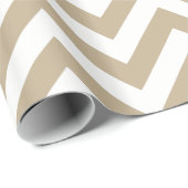 Khaki Wit XL Chevron ZigZag Patroon Cadeaupapier (Rol Hoek)