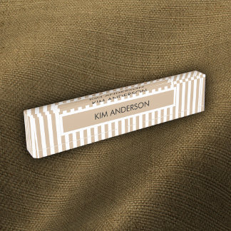 Khaki Witte Streep Naambordje