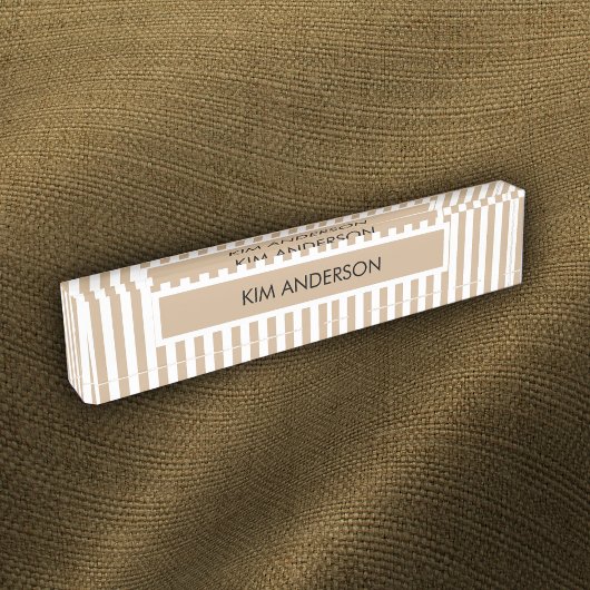 Khaki Witte Streep Naambordje