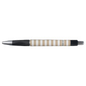 Khaki witte streep pen met naam (Voorkant)