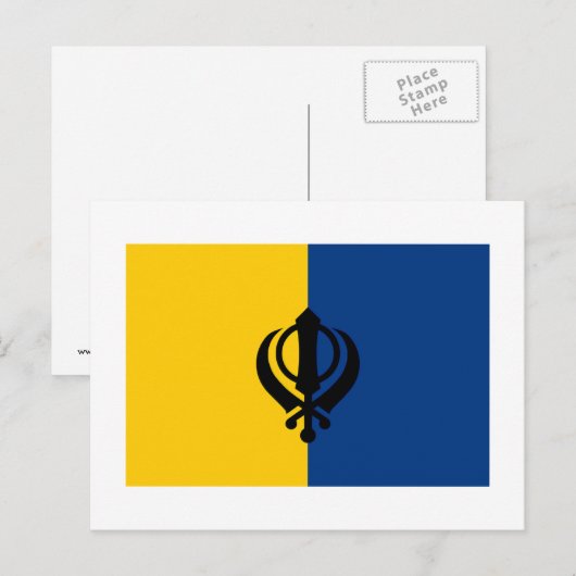 Khalistan Flag Briefkaart (Voorkant / Achterkant)