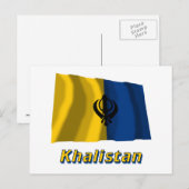 Khalistan Waving Flag met naam Briefkaart (Voorkant / Achterkant)