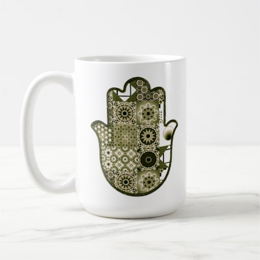 Khamsa Hand Patchwork 2 Revisited Koffiemok (Links)
