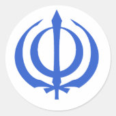 Khanda-Blue Ronde Sticker (Voorkant)