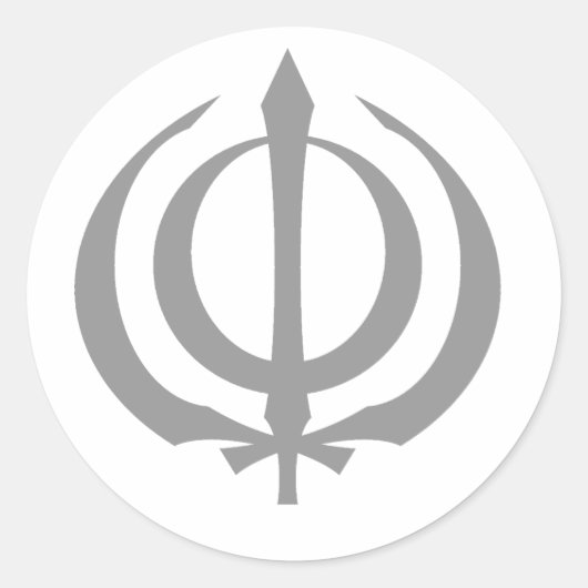 Khanda-Gray Ronde Sticker (Voorkant)