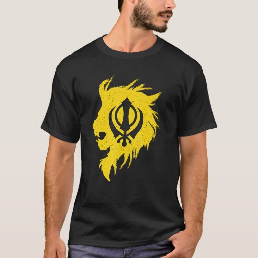 Khanda Lion Kaur Punjabi Sikhism Sikh T-shirt (Voorkant)