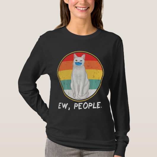 Khao Manee Ew Mensen met een kat-wieg gezichtsmas T-shirt (Voorkant)