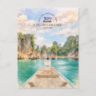 Khao Sok Cheow Lan Meer Aquarel Eco Toerisme Feestdagenkaart