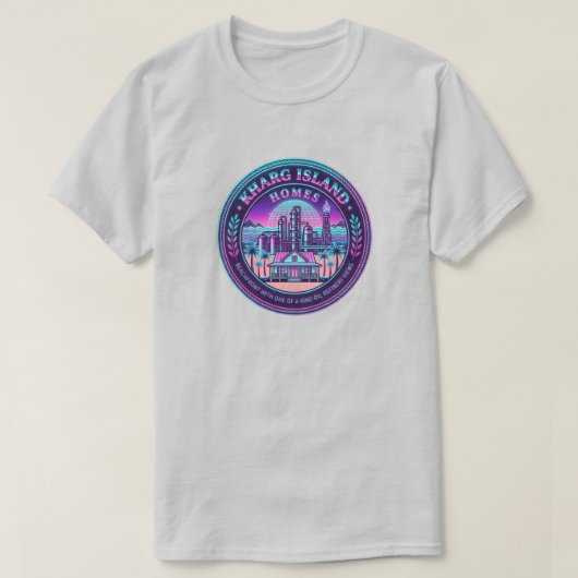 Kharg Eiland Huizen Iran Vaporwave Grijs T-Shirt (Design voorkant)