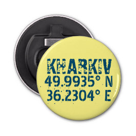 Kharkiv - Oekraïne - Breedtegraad & lengtegraad -  Button Flesopener