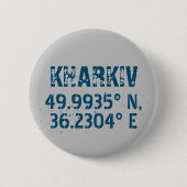 Kharkiv - Oekraïne - Breedtegraad & lengtegraad - Ronde Button 5,7 Cm (Voorkant)