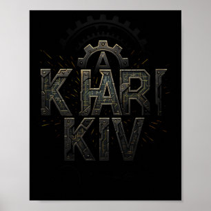 Kharkiv Oekraïne Tech Circuit Style Urn Stad Poster