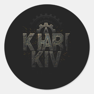 Kharkiv Oekraïne Tech Circuit Style Urn Stad Ronde Sticker