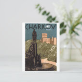 Kharkov, Oekraïne, vintage-reis Briefkaart (Staand voorkant)