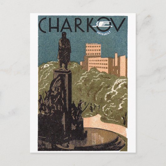 Kharkov, Oekraïne, vintage-reis Briefkaart (Voorkant)