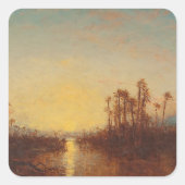 Khartoem, Coucher de Soleil – Félix Ziem Vierkante Sticker (Voorkant)