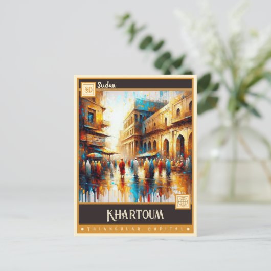 Khartoem, Soedan |  schilderij Briefkaart (Staand voorkant)