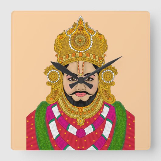 Khatu Shyam Ji Wall Clock Vierkante Klok (Voorkant)