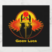 Kherpi God van de Rising Sun, de sjaalkever. Sparkling Wijnetiket (Enkel label)