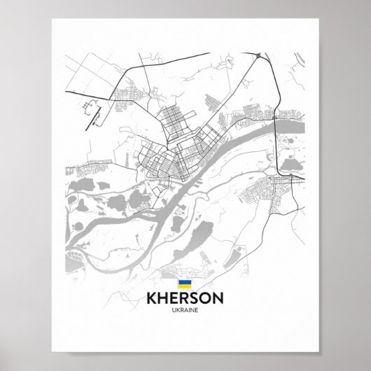 Kherson Oekraïne Kaart Vlag  Poster (Voorkant)